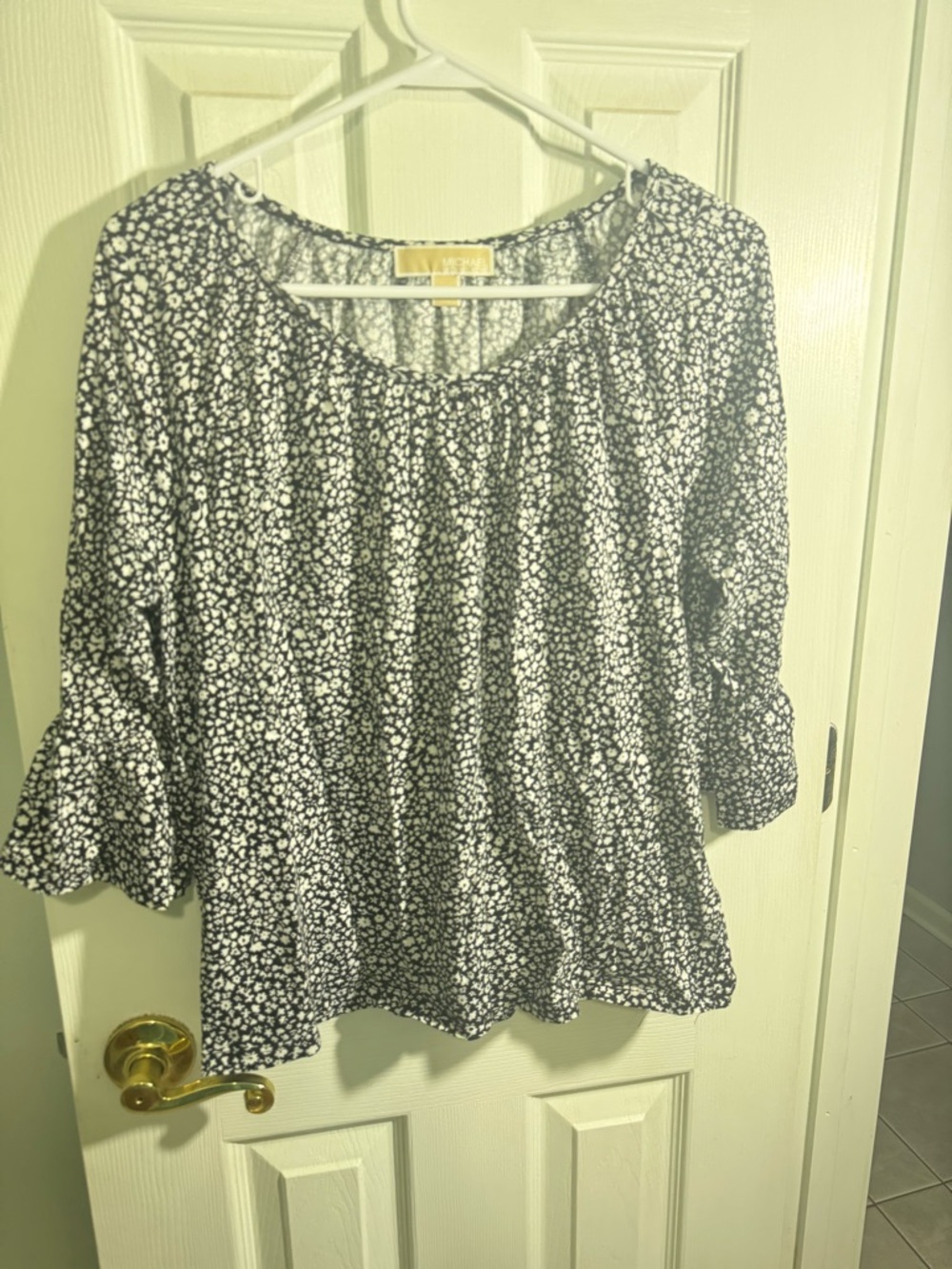 Michael Kors Black and White Floral Blouse
